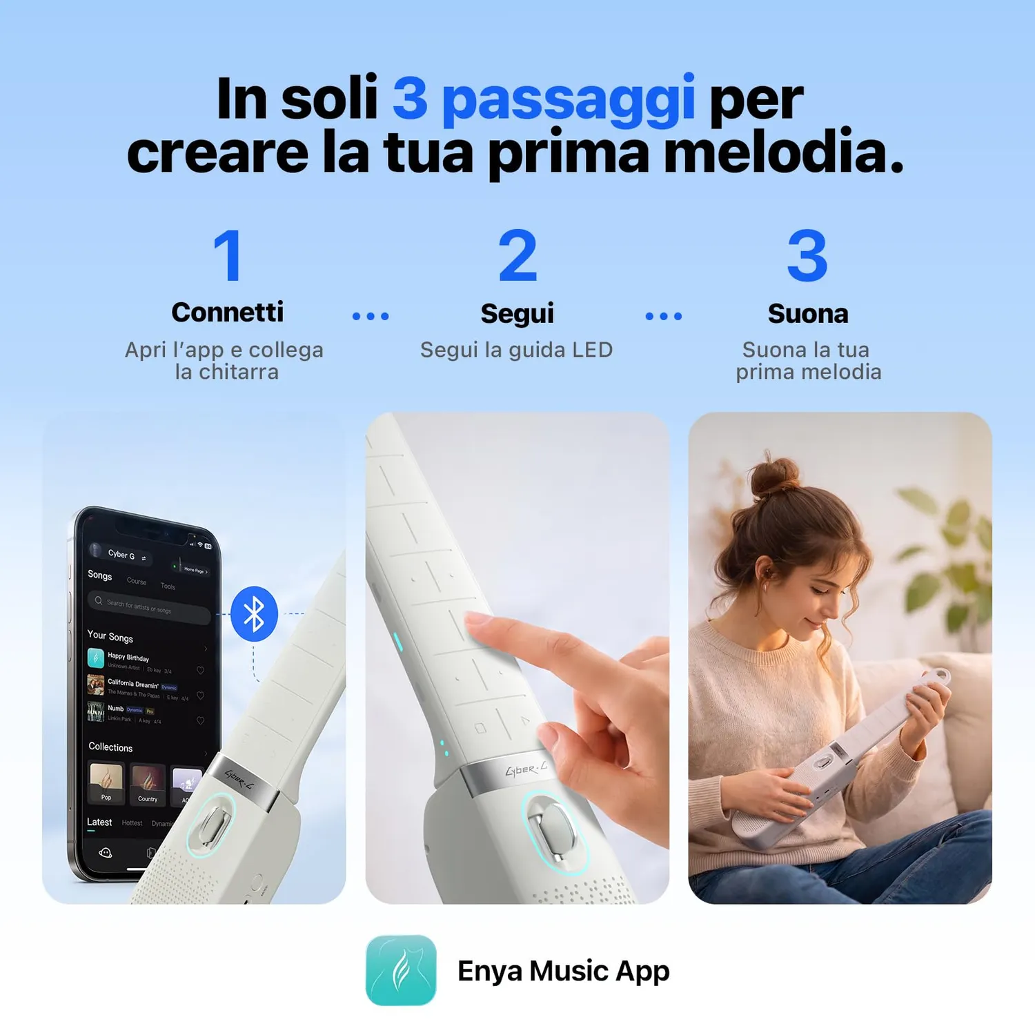 Enya Cyber-G Pocket chitarra smart nera 20W